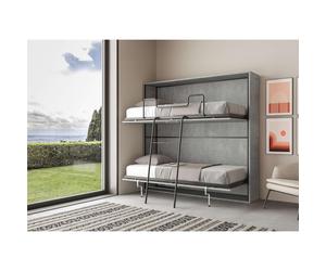Letto a scomparsa Kentaro Una Doppio Orizzontale Chiuso Occupa solo 39 cm di profondità, Dimensioni chiuso 199.2x39,2xh190,8 cm struttura in legno colore Cemento grigio