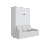 Letto a scomparsa M3 140x200 verticale con divano grigio sabbia braccioli con ca