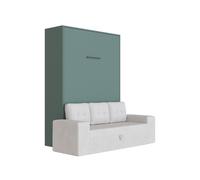 Letto a scomparsa M3 140x200 verticale con divano grigio sabbia braccioli con ca