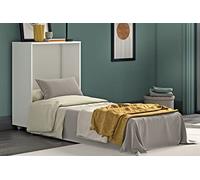 Letto a scomparsa Magic bianco cemento, salvaspazio, richiudibile, materasso incluso - 100% MADE IN ITALY