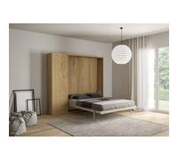 Letto a scomparsa Kentaro Matrimoniale con Colonna DX-SX Chiuso Occupa solo 39 cm di profondità, Dimensioni chiuso 233,6x39,2xh210,5 cm struttura in legno colore Quercia Natura quesrcia