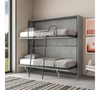 Letto a scomparsa orizzontale KANDO doppio finitura cemento salvaspazio