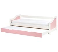 Letto a scomparsa per bambini in legno di pino bianco e rosa 90 x 200 cm Luneray