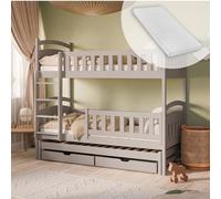 Letto a soppalco per bambini 90x200 cm con letto a castello estraibile due cassetti rete a doghe anticaduta e tre materassi trasformabili in tre letti singoli in cashmere | da 4 a 18 anni