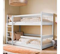 Letto a soppalco per bambini, letto a castello, letto per bambini | legno di pino massiccio, trasformabile in 2 letti | misure: 80x180, 90x190, 90x200 cm | 80x180 cm da 3 a 12 anni | bianco