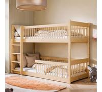 Letto a soppalco per bambini, letto a castello, letto per bambini | legno di pino massiccio, trasformabile in 2 letti | misure: 80x180, 90x190, 90x200 cm | 80x180 cm da 3 a 12 anni | natura