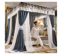 Letto a tenda， Tenda for letto a baldacchino Princess Rete a doppio strato for ragazze - Letto singolo/king size con struttura - Baldacchino for letto a baldacchino(Blue,200 x 220 x 200 cm)