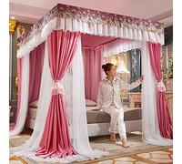 Letto a tenda， Tenda for letto a baldacchino Princess Rete a doppio strato for ragazze - Letto singolo/king size con struttura - Baldacchino for letto a baldacchino(Dark Jade,180 x 220 x 200 cm)