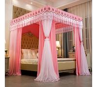 Letto a tenda， Tenda for letto a baldacchino Princess Rete a doppio strato for ragazze - Letto singolo/king size con struttura - Baldacchino for letto a baldacchino(Bright Pink,150 x 200 x 200 cm)