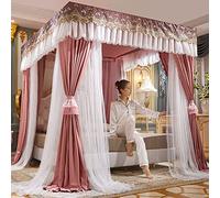 Letto a tenda， Tenda for letto a baldacchino Princess Rete a doppio strato for ragazze - Letto singolo/king size con struttura - Baldacchino for letto a baldacchino(Ruby,200 x 220 x 200 cm)