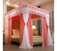 Letto a tenda， Tenda for letto a baldacchino Princess Rete a doppio strato for ragazze - Letto singolo/king size con struttura - Baldacchino for letto a baldacchino(Orange Pink,180 x 220 x 200 cm)