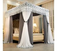 Letto a tenda， Tenda for letto a baldacchino Princess Rete a doppio strato for ragazze - Letto singolo/king size con struttura - Baldacchino for letto a baldacchino(Gray 1,180 x 200 x 200 cm)