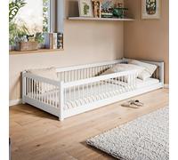Letto a terra per bambini 90x190 cm con protezione anticaduta e rete a doghe Letto Montessori Letto a sponde Letto per bambini e ragazzi Letto singolo | Cioccolato al latte | dai 3 ai 12 anni