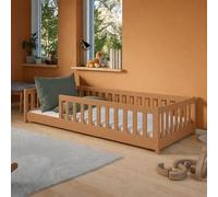 Letto a terra per bambini 90x190 cm con protezione anticaduta, materasso e rete a doghe Letto Montessori Letto a sponde Letto per bambini Letto per ragazzi Letto singolo | Cannella | dai 3 ai 12 anni