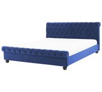 Letto ad acqua AVALLON Velluto Blu marino 160 x 200 cm