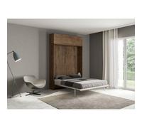 Letto alla francese a scomparsa 140 cm con pensile Noce KENTARO [EEK: Non applicabile]