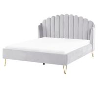 Letto AMBILLOU Velluto Grigio chiaro 160 x 200 cm