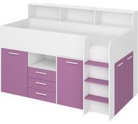 LETTO ARMADIO CASSETTIERE BAMBINI NEO cm206x120x138h BIANCO LAVANDA