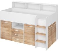 LETTO ARMADIO CASSETTIERE BAMBINI NEO cm206x120x138h BIANCO ROVERE