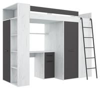 LETTO ARMADIO SCRIVANIA LIBRERIA BAMBINI VERANA P H190x120x236cm BIANCO GRAPHIT