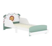 Letto Basso per Bambini 3-8 Anni 150x77x60 cm con Spazio Contenitore e Sponde Laterali in MDF Verde