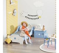 Letto Basso per Bambini di +3 Anni con Sponde Blu e Bianco