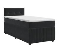 Letto box spring con materasso Nero 90 x 200 cm Velluto