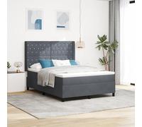 Letto Box Spring vidaXL con Materasso e LED Grigio Scuro 140x200 cm in VellutoLetti moderni