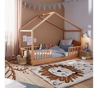 Letto capanna bambino in pino massello, Spidou Beige 90 x 200 cm