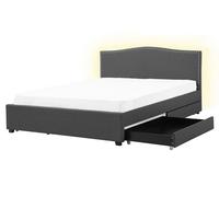 Letto con cassetti contenitori MONTPELLIER Tessuto Grigio scuro 160 x 200 cm LED