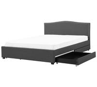 Letto con cassetti contenitori MONTPELLIER Tessuto Grigio scuro 180 x 200 cm