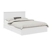 Letto con Contenitore Bianco 140 x 190 cm Legno multistrato Modern Storage Bed Frame with Drawers, Engineered Wood Platform for Space Saving in Bedroom, Easy Assembly Bed Base with Headboard, White