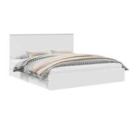 Letto con Contenitore Bianco 180 x 200 cm Legno multistrato, Storage Bed Frame with 2 Drawers, Platform Slatted Base, Engineered Wood, Modern Minimalist Design for Bedroom 210 183 x 100 cm