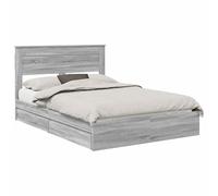 Letto con Contenitore con Testiera Grigio Sonoma 140 x 200 cm Storage Bed Frame with Drawers, Engineered Wood Platform Slatted Base, Space-Saving Modern Design for Bedroom Guest 203 143 x 100 cm