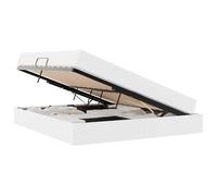 Letto con Contenitore e Materasso 2 pcs Bianco Pelle Queen Size Storage Bed Frame with Hydraulic Lift Upholstered Faux Leather Platform Mattress Included No Box Spring Needed Comfy Bedroom Set