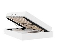 Letto con Contenitore e Materasso 2 pcs Bianco Pelle, Upholstered Platform Bed Frame with Storage and Mattress Set, Modern White Faux Leather Bed with Metal Frame for Bedroom Guest Box Spring Needed