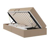 Letto con Contenitore e Materasso 2 Pcs Cappuccino Pelle Modern Storage Bed Frame with Black Metal Frame, Faux Leather Upholstered Platform Bed with Built-in Storage, for Bedroom Guest Room