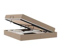 Letto con contenitore e materasso 2 pcs Cappuccino Pelle moderna camera da struttura metallo nero rialzato con vano contenitore matrimoniale con stoccaggio ecopelle rialzato con testiera imbottita