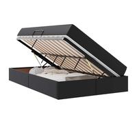 Letto con Contenitore e Materasso 2 Pcs Nero Pelle Modern Metal Bed Frame with Storage and Mattress Set, Faux Leather Upholstered Platform with Engineered Wood Components, King Bedroom Space Saving