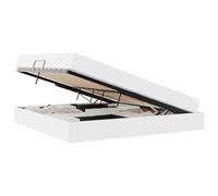Letto con Contenitore e Materasso 2 Pezzi Bianco Pelle, Queen Size Storage Bed Frame with Faux Leather Upholstered Headboard, Metal Slat Support, No Box Spring Needed, for Bedroom Guest Room