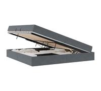 Letto con Contenitore e Materasso Grigio Scuro 200 x 200 cm - Modern Bed Frame with Storage, Luxury Velvet Mattress and Upholstered King Size Bed for Bedroom, Space-Saving with Elegant Design