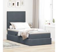Letto con contenitore e materasso Grigio scuro 90 x 200 cm