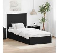 Letto con Contenitore Nero 90 x 190 cm Legno ingegnerizzato