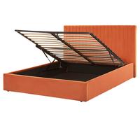 Letto con contenitore velluto arancione 160 x 200 cm Testata imbottita Vion