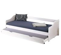 LETTO CON ESTRAIBILE IN LEGNO MASSELLO BIANCO 87x199x66