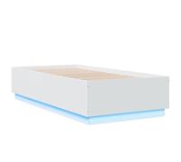 Letto con Luci LED RGB Design Moderno Legno Multistrato Bianco 90x190 cm
