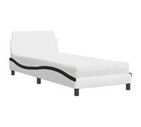 Letto con materasso Dover 90 x 200 cm - Moderno letto in ecopelle bianco e nero per camera da letto, salvaspazio e durevole, ideale per singoli e piccoli spazi