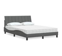 Letto con Materasso Hanko Grigio Scuro 140x200cm Tessuto