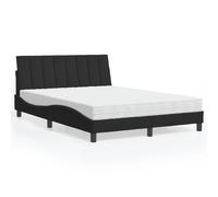 Letto con Materasso Hanko Nero 140x190 cm in Velluto