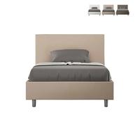 Letto con rete imbottita 120 x 190 similpelle Tortora Adele